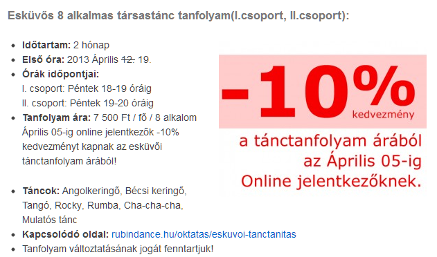 Esküvői tánctanfolyam Budapest RubinDance tánciskola Április 19